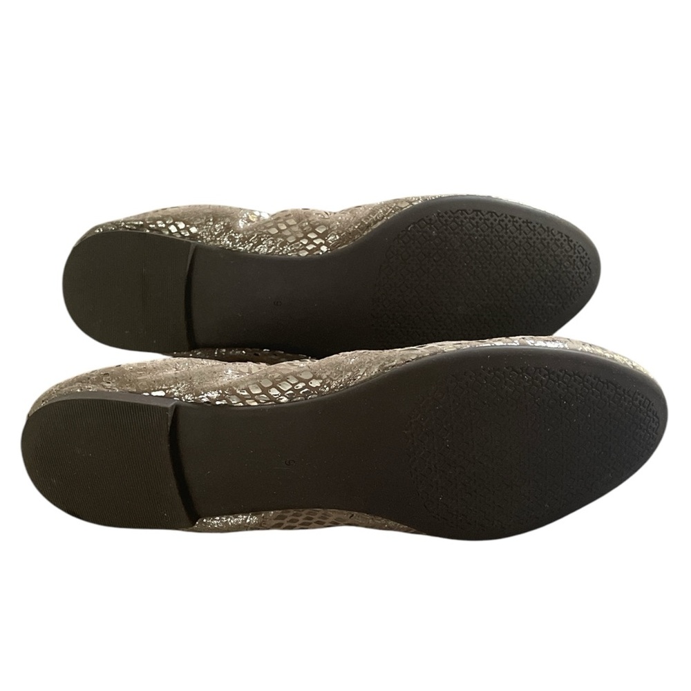 Tory Burch Metallic Silver Leather Ballet Flats, gunmetal hardware logo, Sz: 9 M - Picture 3 of 8
